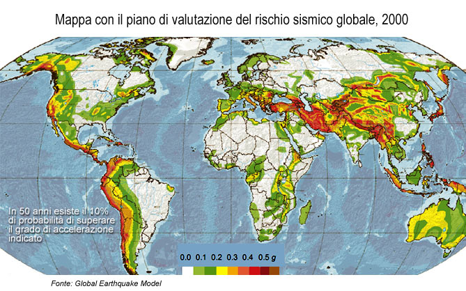 mappa globale rischio sismico 